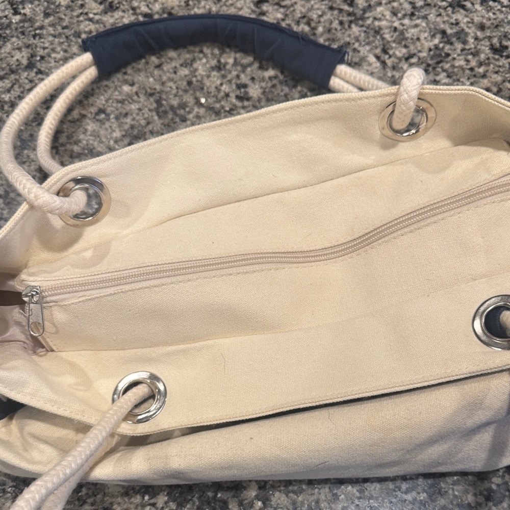 Ireland Canvas Tote Bag - Cream and Navy - Picture 5 of 8